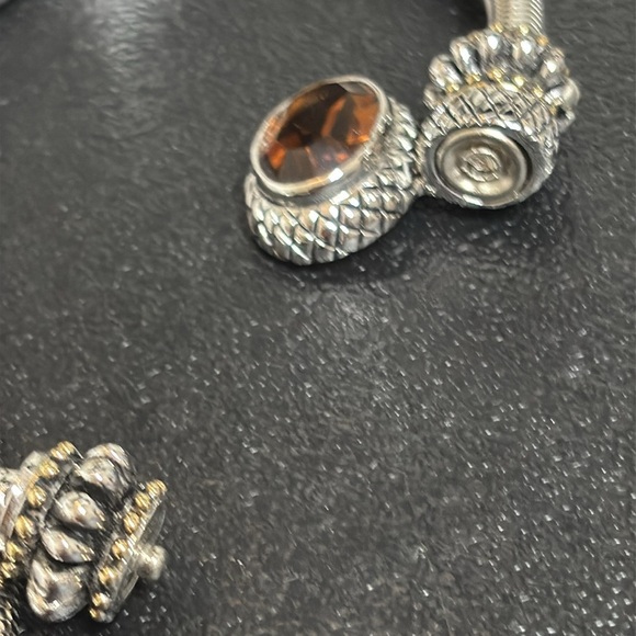 Silver Tone Magnetic Front Smoky Stone Brown Mesh Choker Necklace - Picture 8 of 11